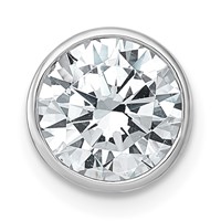 14K White Gold 2.50 Carat Certified Lab Grown Diamond VS+ F+ Round Complete Bezel Set Chain Slide Pendant view 1