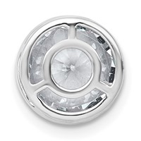 14K White Gold 3 Carat Lab Grown Diamond VS+ F+ Round Complete Bezel Set Chain Slide Pendant view 3