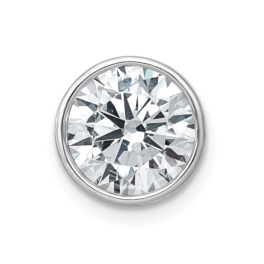 14K White Gold 3 Carat Round Bezel Chain Slide Mounting