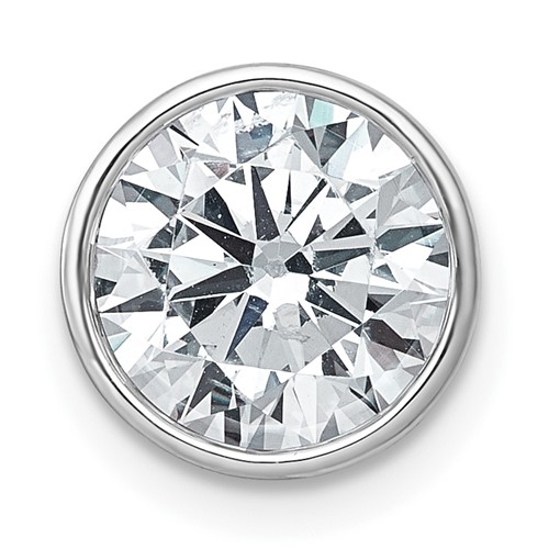 14K White Gold 3 Carat Round Bezel Chain Slide Mounting