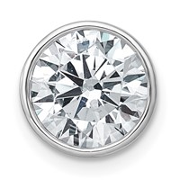 14K White Gold 3 Carat Lab Grown Diamond VS+ F+ Round Complete Bezel Set Chain Slide Pendant view 1