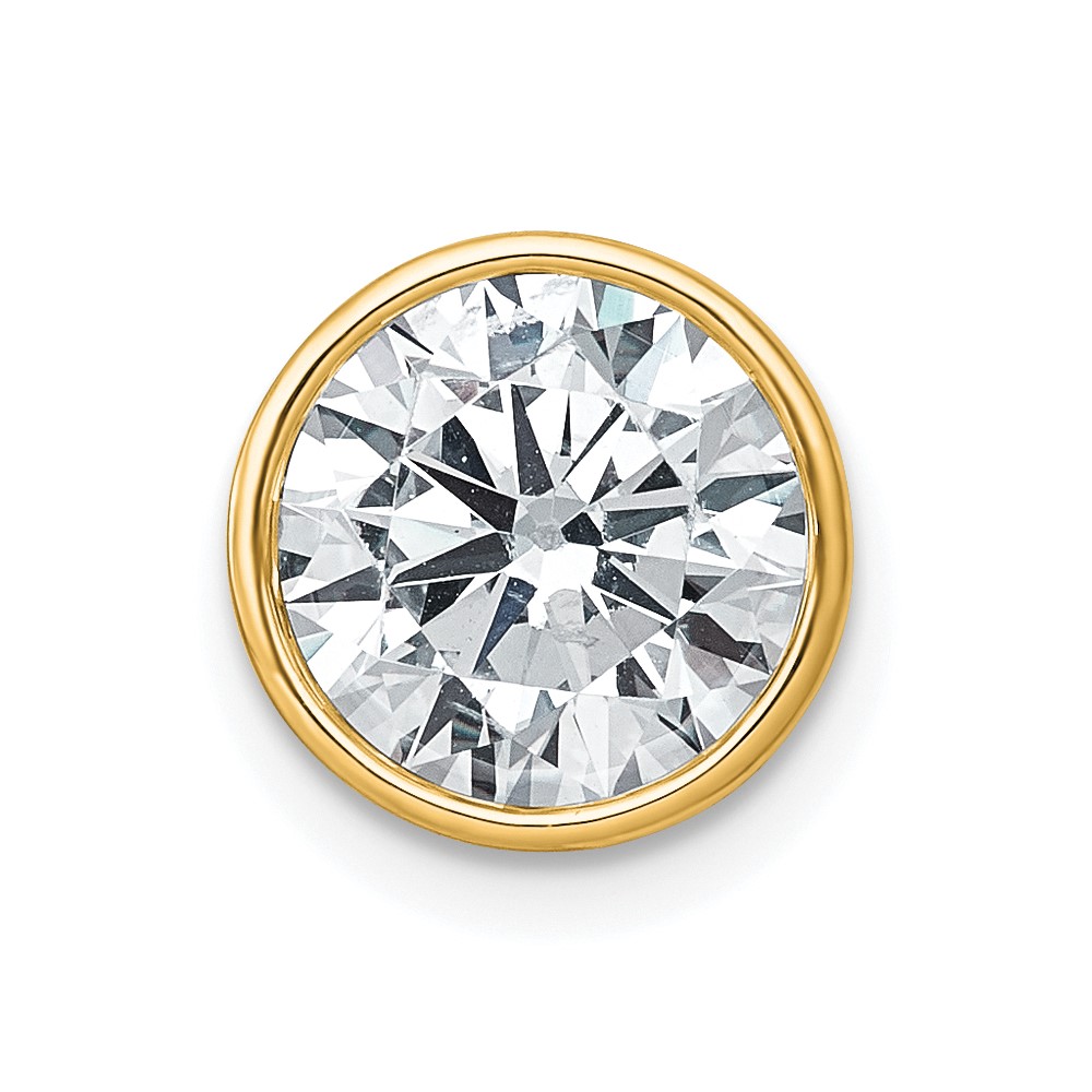 14K Yellow Gold 3 Carat Round Bezel Chain Slide Mounting