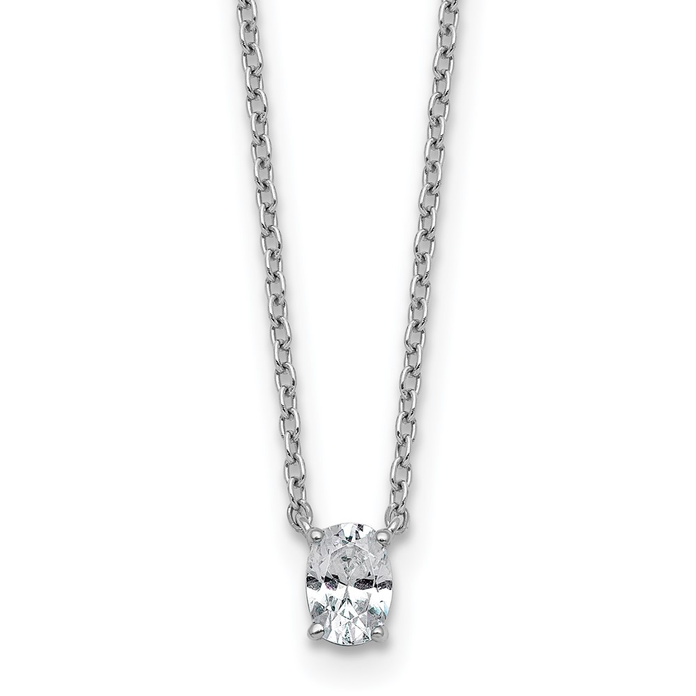 14K White Gold 0.25 Carat Oval Four Prong Pendant Mounting