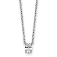14K White Gold 0.25 Carat Lab Grown Diamond VS+ F+ Oval Complete Four Prong Pendant Necklace, 18" view 1
