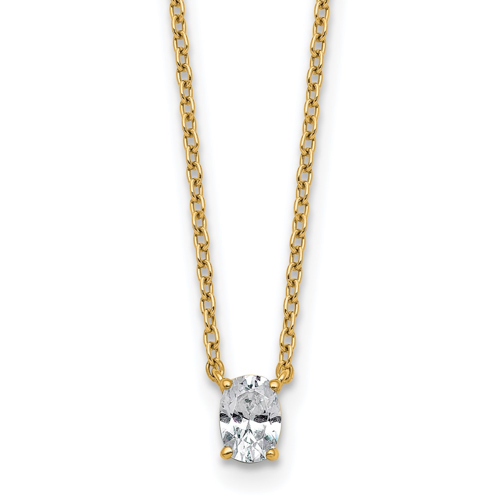 14K Yellow Gold 0.25 Carat Oval Four Prong Pendant Mounting
