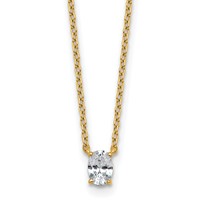 14K Yellow Gold 0.25 Carat Lab Grown Diamond VS+ F+ Oval Complete Four Prong Pendant Necklace, 18" view 1