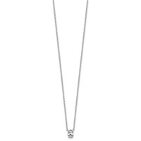 14K White Gold 0.50 Carat Lab Grown Diamond VS+ F+ Oval Complete Four Prong Pendant Necklace, 18" view 2