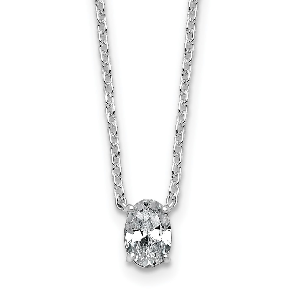 14K White Gold 0.50 Carat Oval Four Prong Pendant Mounting