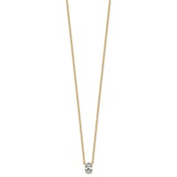 14K Yellow Gold 0.50 Carat Lab Grown Diamond VS+ F+ Oval Complete Four Prong Pendant Necklace, 18" view 2