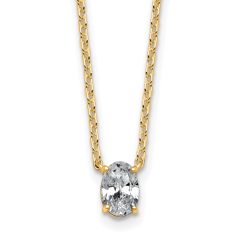 14K Yellow Gold 0.50 Carat Oval Four Prong Pendant Mounting