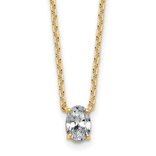 14K Yellow Gold 0.50 Carat Oval Four Prong Pendant Mounting
