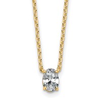 14K Yellow Gold 0.50 Carat Lab Grown Diamond VS+ F+ Oval Complete Four Prong Pendant Necklace, 18" view 1