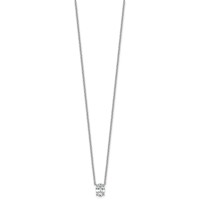 14K White Gold 0.75 Carat Lab Grown Diamond VS+ F+ Oval Complete Four Prong Pendant Necklace, 18" view 2