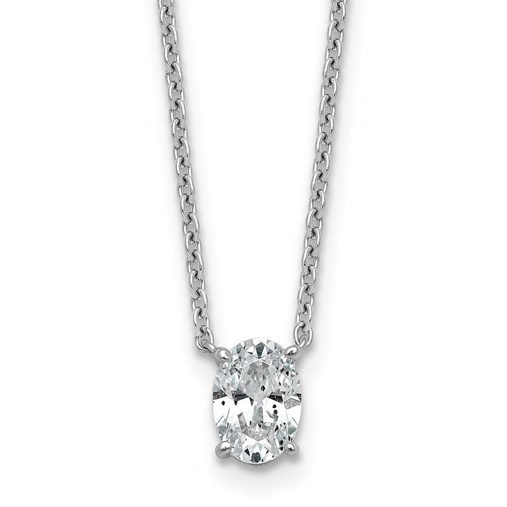 14K White Gold 0.75 Carat Oval Four Prong Pendant Mounting
