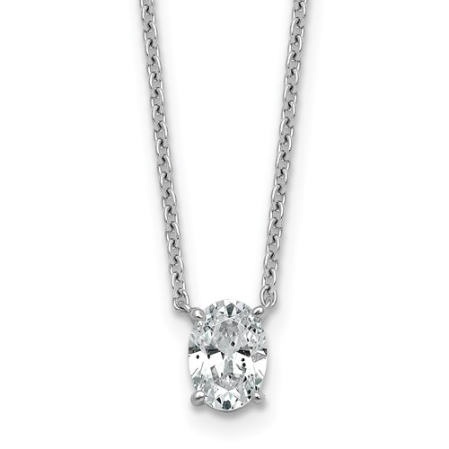 14K White Gold 0.75 Carat Oval Four Prong Pendant Mounting