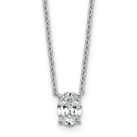 14K White Gold 0.75 Carat Lab Grown Diamond VS+ F+ Oval Complete Four Prong Pendant Necklace, 18" view 1