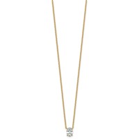 14K Yellow Gold 0.75 Carat Lab Grown Diamond VS+ F+ Oval Complete Four Prong Pendant Necklace, 18" view 2