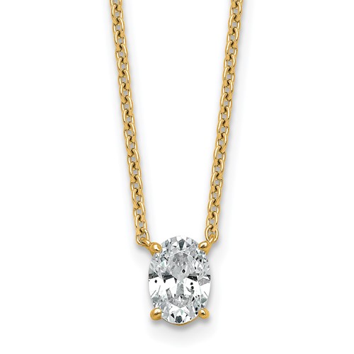 14K Yellow Gold 0.75 Carat Oval Four Prong Pendant Mounting
