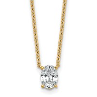 14K Yellow Gold 0.75 Carat Lab Grown Diamond VS+ F+ Oval Complete Four Prong Pendant Necklace, 18" view 1