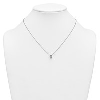 14K White Gold 1 Carat Lab Grown Diamond VS+ F+ Oval Complete Four Prong Pendant Necklace, 18" view 3