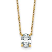 14K Yellow Gold 1 Carat Lab Grown Diamond VS+ F+ Oval Complete Four Prong Pendant Necklace, 18" view 1