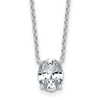 14K White Gold 1.50 Carat Lab Grown Diamond VS+ F+ Oval Complete Four Prong Pendant Necklace, 18" view 1