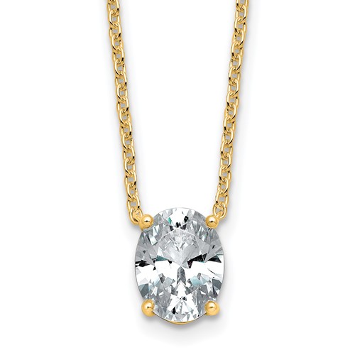14K Yellow Gold 1.50 Carat Oval Four Prong Pendant Mounting
