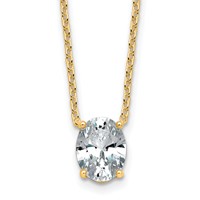 14K Yellow Gold 1.50 Carat Certified Lab Grown Diamond VS+ F+ Oval Complete Four Prong Pendant Necklace, 18" view 1