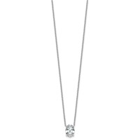 14K White Gold 2 Carat Lab Grown Diamond VS+ F+ Oval Complete Four Prong Pendant Necklace, 18" view 2