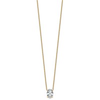 14K Yellow Gold 2 Carat Lab Grown Diamond VS+ F+ Oval Complete Four Prong Pendant Necklace, 18" view 2