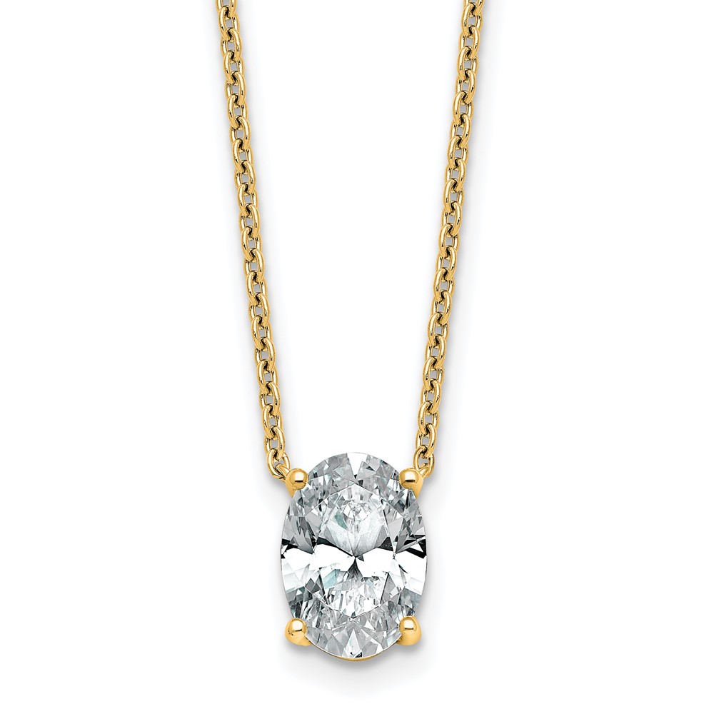14K Yellow Gold 2 Carat Oval Four Prong Pendant Mounting