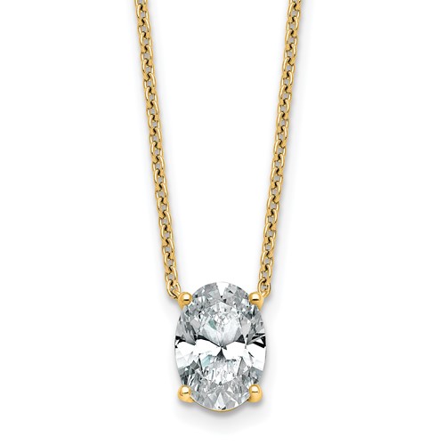 14K Yellow Gold 2 Carat Oval Four Prong Pendant Mounting