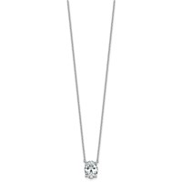 14K White Gold 2.50 Carat Certified Lab Grown Diamond VS+ F+ Oval Complete Four Prong Pendant Necklace, 18" view 2