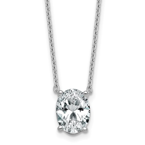 14K White Gold 2.50 Carat Oval Four Prong Pendant Mounting