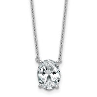 14K White Gold 2.50 Carat Certified Lab Grown Diamond VS+ F+ Oval Complete Four Prong Pendant Necklace, 18" view 1