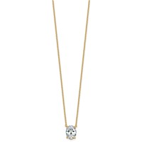 14K Yellow Gold 2.50 Carat Certified Lab Grown Diamond VS+ F+ Oval Complete Four Prong Pendant Necklace, 18" view 2