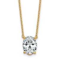 14K Yellow Gold 2.50 Carat Certified Lab Grown Diamond VS+ F+ Oval Complete Four Prong Pendant Necklace, 18" view 1