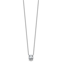 14K White Gold 3 Carat Lab Grown Diamond VS+ F+ Oval Complete Four Prong Pendant Necklace, 18" view 2