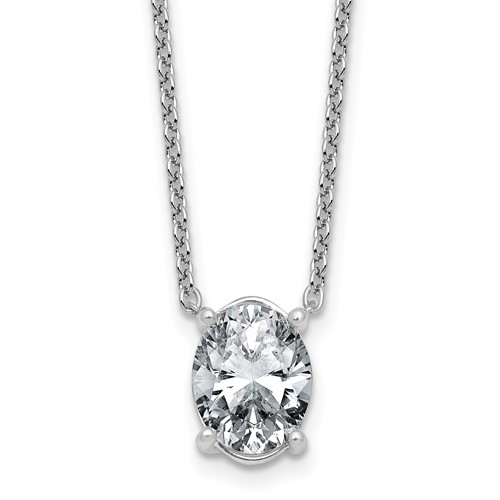 14K White Gold 3 Carat Oval Four Prong Pendant Mounting