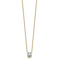 14K Yellow Gold 3 Carat Certified Lab Grown Diamond VS+ F+ Oval Complete Four Prong Pendant Necklace, 18" view 2