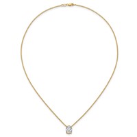 14K Yellow Gold 3 Carat Certified Lab Grown Diamond VS+ F+ Oval Complete Four Prong Pendant Necklace, 18" view 4