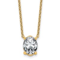 14K Yellow Gold 3 Carat Certified Lab Grown Diamond VS+ F+ Oval Complete Four Prong Pendant Necklace, 18" view 1