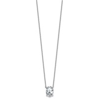 14K White Gold 3.50 Carat Lab Grown Diamond VS+ F+ Oval Complete Four Prong Pendant Necklace, 18" view 2