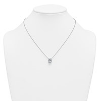 14K White Gold 3.50 Carat Lab Grown Diamond VS+ F+ Oval Complete Four Prong Pendant Necklace, 18" view 3