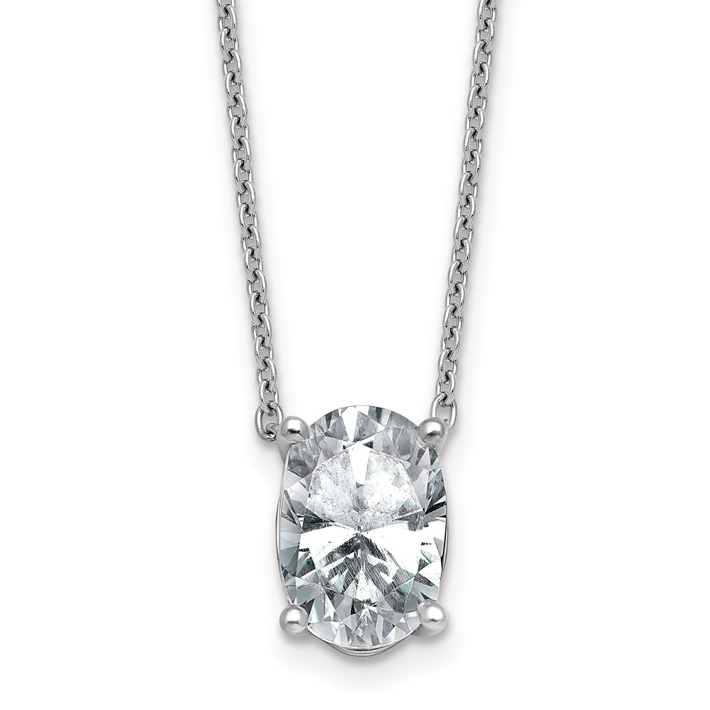 14K White Gold 3.50 Carat Oval Four Prong Pendant Mounting