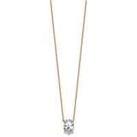 14K Yellow Gold 3.50 Carat Lab Grown Diamond VS+ F+ Oval Complete Four Prong Pendant Necklace, 18" view 2