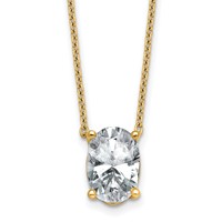 14K Yellow Gold 3.50 Carat Lab Grown Diamond VS+ F+ Oval Complete Four Prong Pendant Necklace, 18" view 1