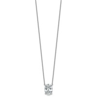 14K White Gold 4 Carat Lab Grown Diamond VS+ F+ Oval Complete Four Prong Pendant Necklace, 18" view 2