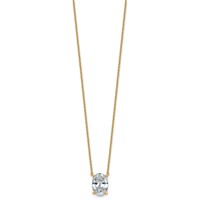 14K Yellow Gold 4 Carat Certified Lab Grown Diamond VS+ F+ Oval Complete Four Prong Pendant Necklace, 18" view 2