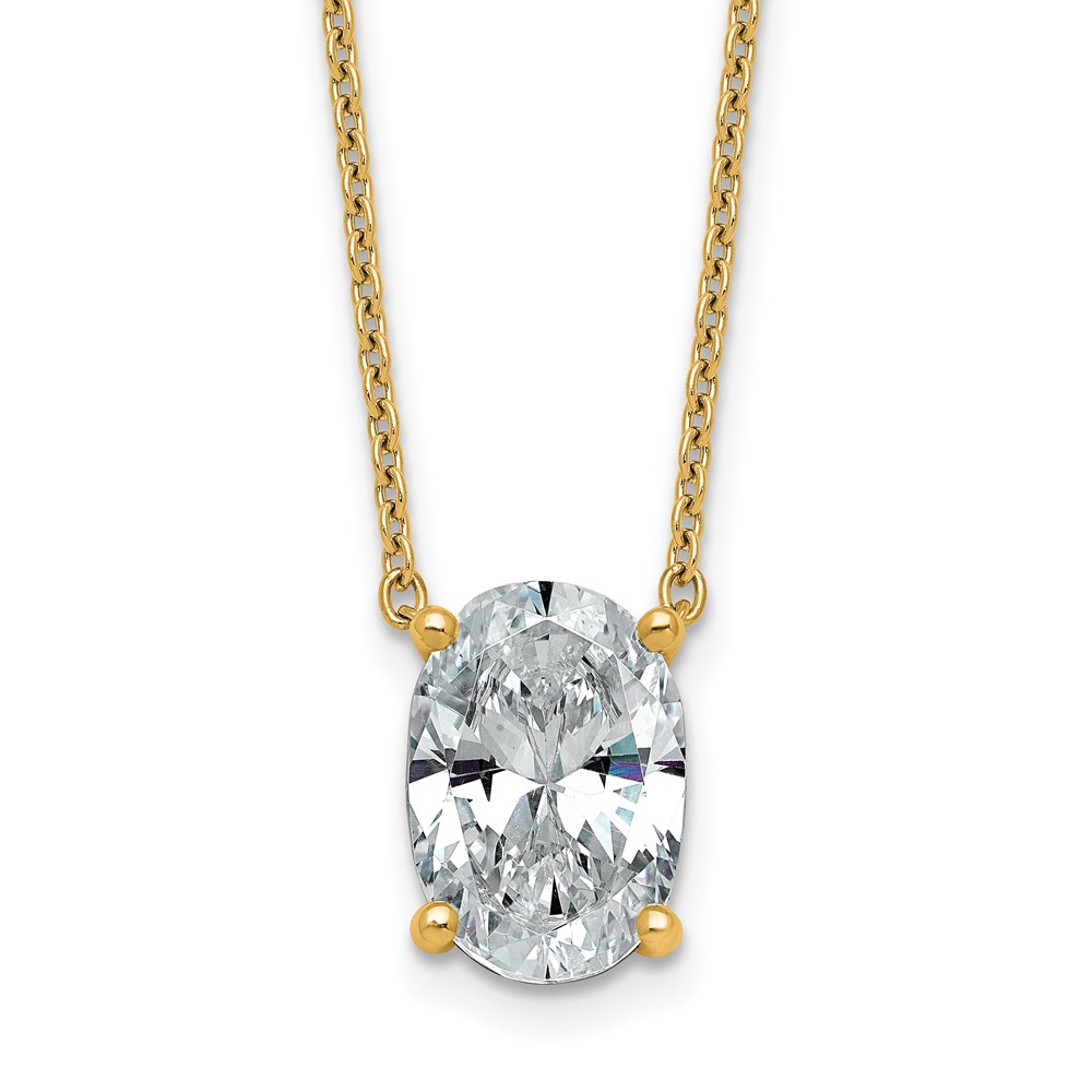 14K Yellow Gold 4 Carat Oval Four Prong Pendant Mounting